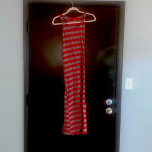 Red and grey stripped summer dress